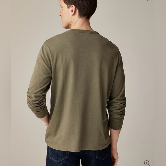 J. Crew Men’s LARGE Cotton Henley T Long Sleeve Green - Picture 2 of 9